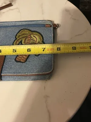 Vtg 1990's DENIM CLUTCH BAG BEACH THEME UNBRANDED FLAMINGO/PALM TREE thumbnail 8
