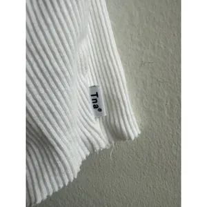 Tna‎ Aritzia White Ribbed Cropped Racerback Tank Top High Neck Small cut thumbnail 4