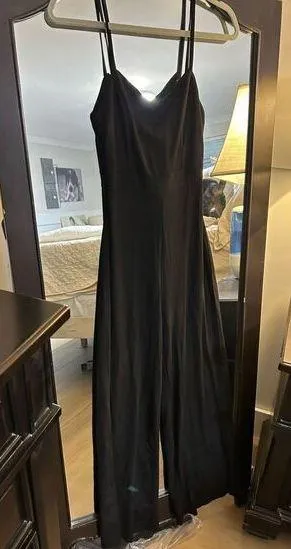 NEW Jumpsuit Open back adjustable Strap Small Black thumbnail 1