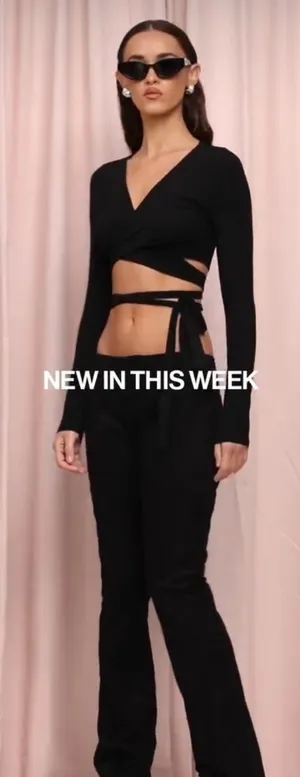 LIONESS Black Wrap Crop Top thumbnail 1