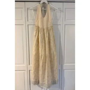 Zara NWT crochet combo maxi halter dress size small thumbnail 3