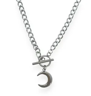 Moon Pendant Necklace for Men Women Streetwear Punk Hip Hop Unisex Style thumbnail 1