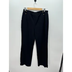 Willit Womens Black Sailor Button‎ Wide Leg Stretch Dress Pants XL High Rise thumbnail 2