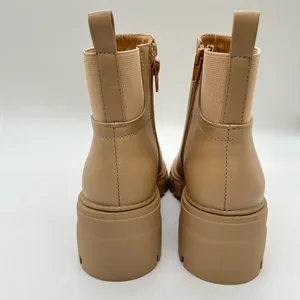 Vodvob Boots Womens 7.5 Tan Chelsea Fashion Lug Sole Ankle‎ Chunky Heel Boots thumbnail 6