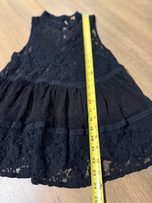 Free People Black Lace Sheer Layering Top Size Small thumbnail 2