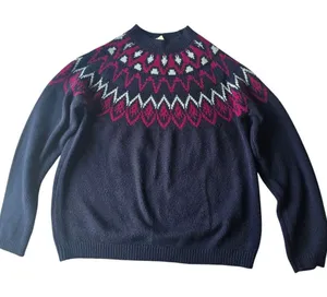 Mountain and Isles Pico Fair Isle‎ Sweater Pink Blue Crew-neck Women's Large thumbnail 1