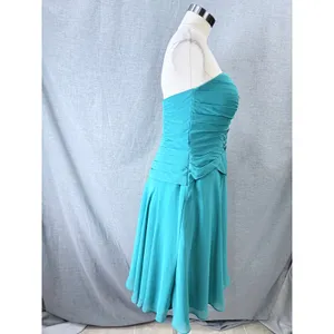 Azazie Teal Strapless Sweetheart Ruched Chiffon Mini Dress Size C‎ thumbnail 9
