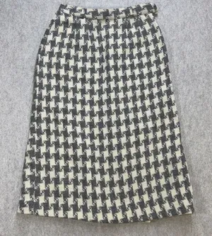 Vintage Houndstooth Skirt Women 26 Wool Grey Ivory Fairmont Sportswear Academic thumbnail 1