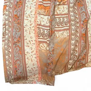 Boho Wide-Leg Printed Palazzo Pants - Cream & Orange Sz M thumbnail 4