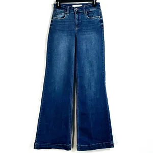 ENJEAN 3 /26 High Waisted Wide Leg Denim Jeans Trouser Dark Wash 32"inseam thumbnail 2