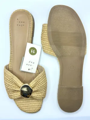 Natural Raffia Gold Hardware Slide Sandals NWT 11 thumbnail 5