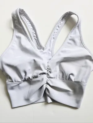 Alo Yoga Wild Thing Sports Bra Womens Small White Ruched Racerback Gym Workout thumbnail 3