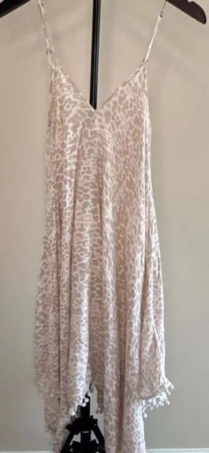 Goa Beachwear by Japna Women's Leopard Print Pom-Pom Trim Dress -M thumbnail 1