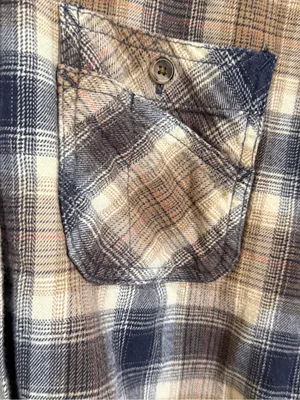 Carhartt Women’s L 12/14 Hooded Plaid Flannel Shirt Brown Blue Button Front thumbnail 3