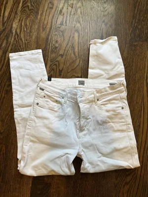 Citizens of Humanity Rocket Crop High-Rise White Skinny Jeans **PEN INK STAIN** thumbnail 5