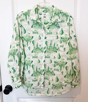 Aerie X Wicked Button Up Shirt Small Oversized Musical Witch Glinda Elphaba‎ thumbnail 1