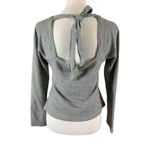 Pilcro Gray Waffle‎ Knit Long Sleeve Notch Neck Top M Casual Minimal thumbnail 2