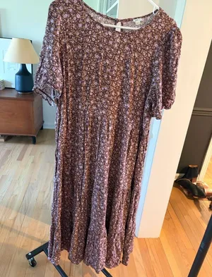 Aerie Floral Brown Maxi Dress thumbnail 1
