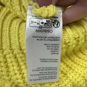 Anthropologie Maeve Yellow Chunky Knit Sweater Sz Medium Cotton Wool Blend Vneck thumbnail 6