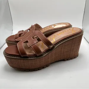 NWOB Sam Edelman Women's Laine Platform Wedge Sandal Color: Rich Cognac size 8.5 thumbnail 5