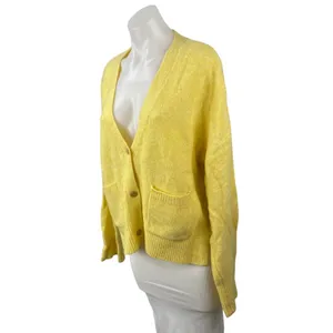 Abercrombie & Fitch Womens Yellow Long Sleeve Button Down Cardigan Sweater Top L thumbnail 3