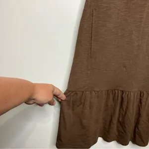 J. Jill‎ brown casual dress with ruffle hem short sleeves size medium tall thumbnail 2
