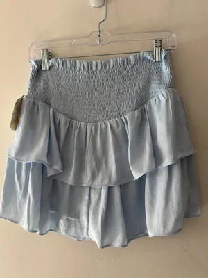 Altar’d State‎ NEW!! Baby Blue Smocked Waist Ruffle Skirt thumbnail 3