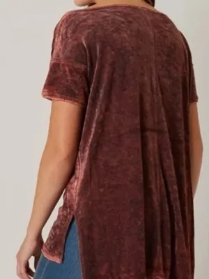 We The Free People Doran Velvet Oversized Tee - Sangria Red thumbnail 2