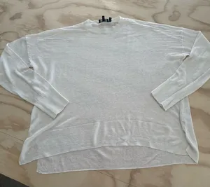 Theory Karenia Sag Harbor‎ Sweater Crewneck Lightweight Linen Blend White Small thumbnail 1