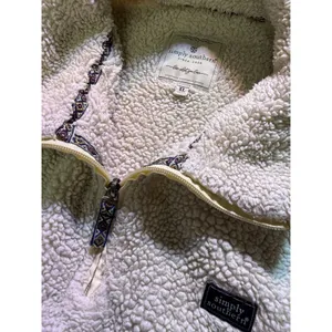 Simply Southern White Sherpa 1/4 Zip Size XL Fall Winter wear Comfy, (d12) thumbnail 6