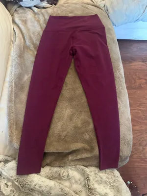 Beyond yoga space dye maroon plum high waisted leggings thumbnail 5