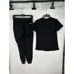 FIGS Scrub Set One Pocket Catarina Top Womens XXS Black Zamora Jogger Pants thumbnail 2