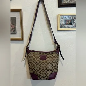 Coach Signature Monogram Canvas and Leather Hobo Shoulder Crossbody bag thumbnail 4