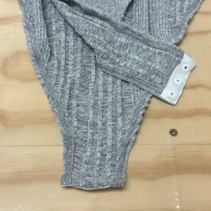 NWT Cider Grey Ribbed Long Sleeve Cutout Bodysuit XS Heather Gray Snap Closure‎ thumbnail 7