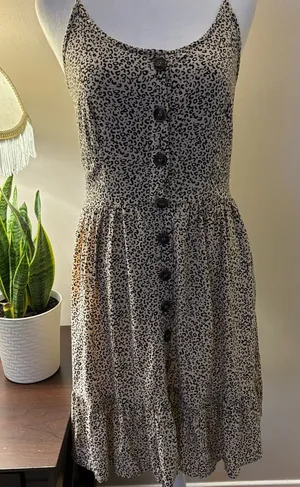 Japna Black and Cream Spaghetti Strap Mini Dress Size M thumbnail 1