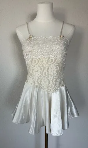 Cinema Exoile 90s Ivory Lace Satin Babydoll Slip Dress Coquette Fairycore thumbnail 1