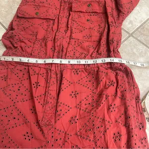 Free People Set The Tone Eyelet Long Sleeve Jumpsuit Terracotta Red Women's Sz 4 thumbnail 10