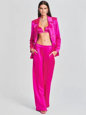 Retrofête Kasha Neon Pink Satin Wide Leg Pant thumbnail 15
