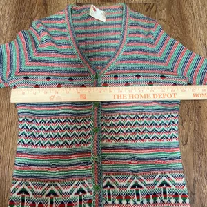 VTG Retro Knit‎ Cardigan Sweater USA Made Union Colorful Button Up Wool Womens S thumbnail 5