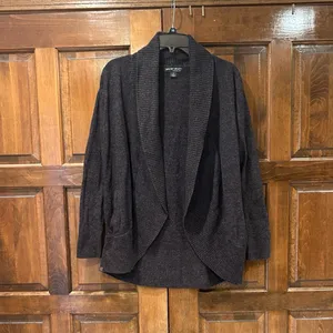 Barefoot Dreams‎ Medium Cardigan Dark Gray Open Front Pockets Long Sleeve thumbnail 4