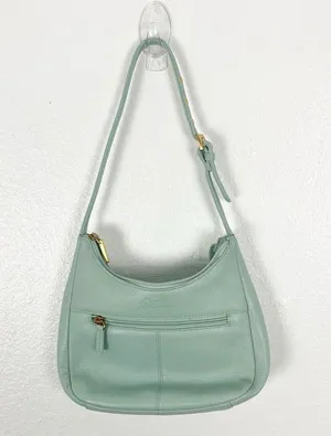 STONE MOUNTAIN Green Soft Leather Adjustable Strap Zipper Closure Shoulder Bag thumbnail 5