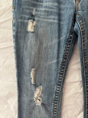 90’s Y2K Aeropostale Low Rise Hailey Flare Light Blue Ripped Flare Jeans thumbnail 4