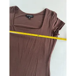 Sz L Brown‎ See You Monday T-Shirt Maxi Dress Square Neck Pullover thumbnail 6