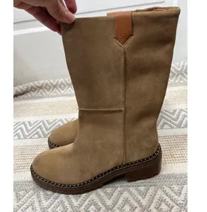 Gentle Souls Tan Suede Mid-Calf Lug Sole Zipper Brody Boots US 9 Kenneth Cole thumbnail 2