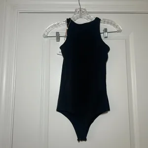 NWT Quince Women Black High Neck Racerback Bodysuit Size S minimal basic casual thumbnail 4