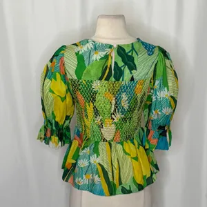 NEW!! FARM RIO Vintage Toucans Smocked‎ Peplum Top Blouse Tropical Small thumbnail 10