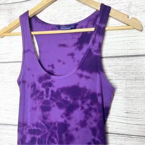 Miley Cyrus & Max Azria Long Purple Tie-Dye Tank Top Size Large thumbnail 3
