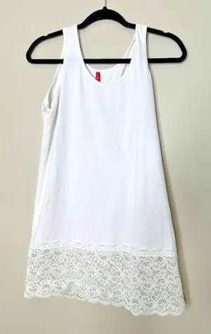 Ruby Ribbon Women's Size Small White Lace‎ Long Tank Top Tunic Extender Basic thumbnail 1