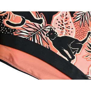 BCBGeneration Bikini Bottom Reversible Peach Black Panther Bathing Suit Sz L NWT thumbnail 2