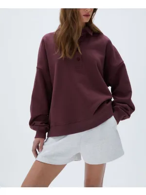 Adanola Slouchy oversized Button Up Sweatshirt Burgundy XL NWT thumbnail 2